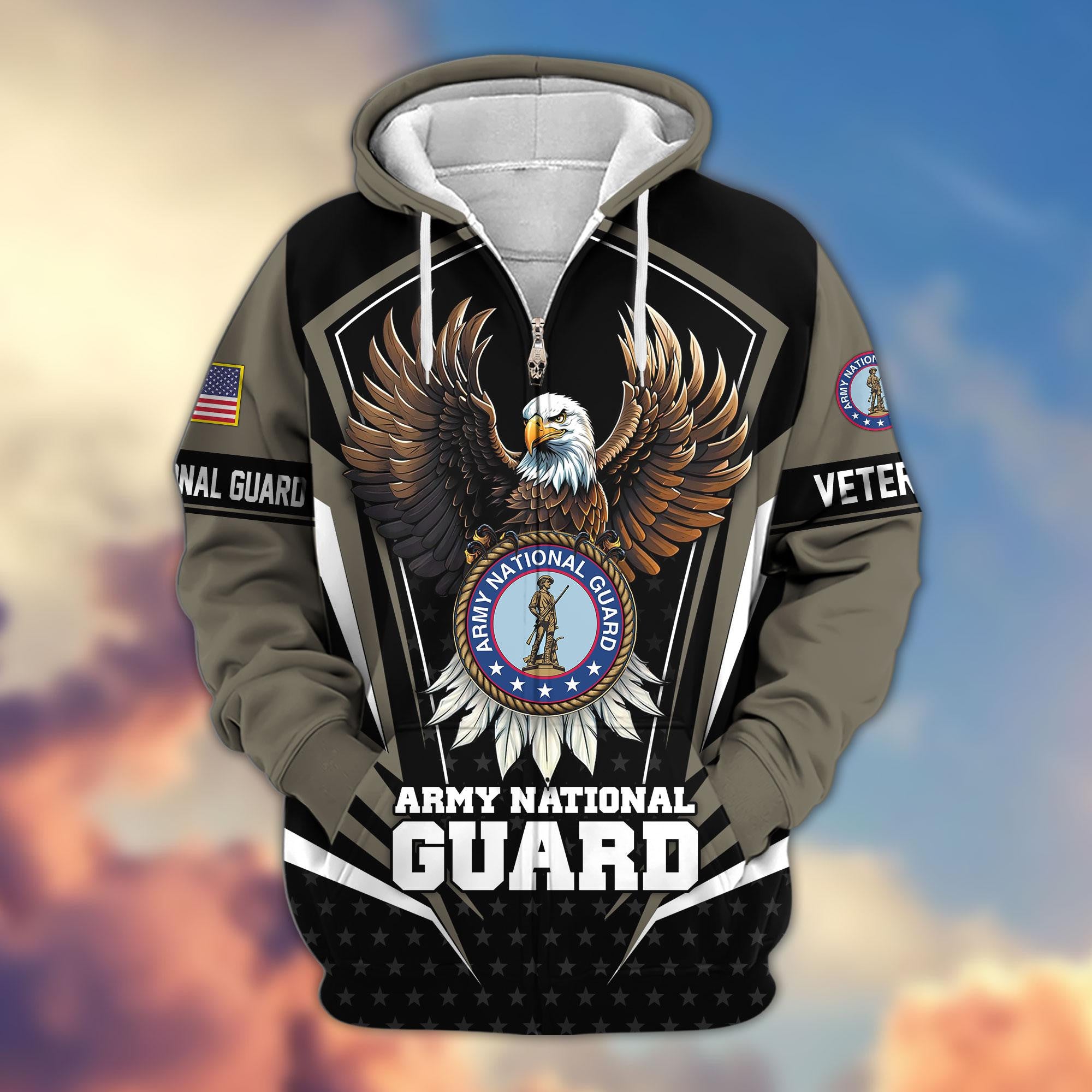 Premium US Veterans Zip Hoodie, Gifts For US Veterans, Gifts For Veterans Day