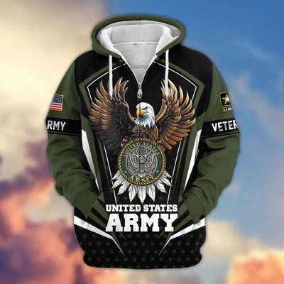 Premium US Veterans Zip Hoodie, Gifts For US Veterans, Gifts For Veterans Day