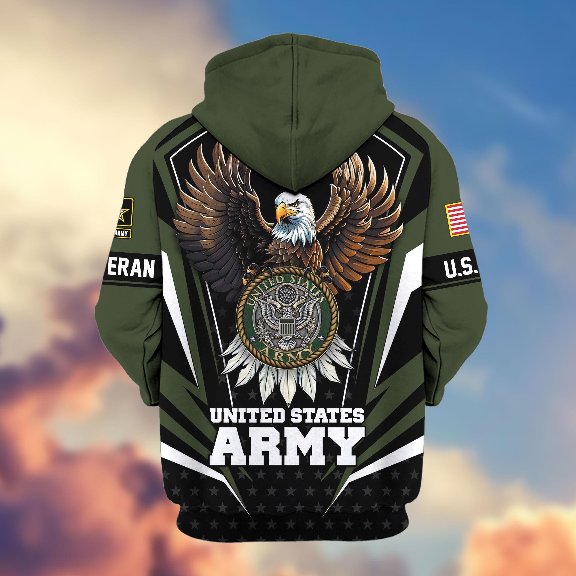 Premium US Veterans Zip Hoodie, Gifts For US Veterans, Gifts For Veterans Day