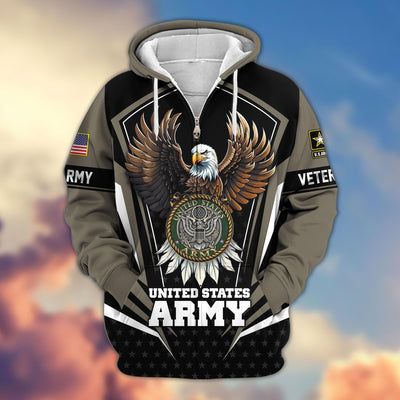 Premium US Veterans Zip Hoodie, Gifts For US Veterans, Gifts For Veterans Day