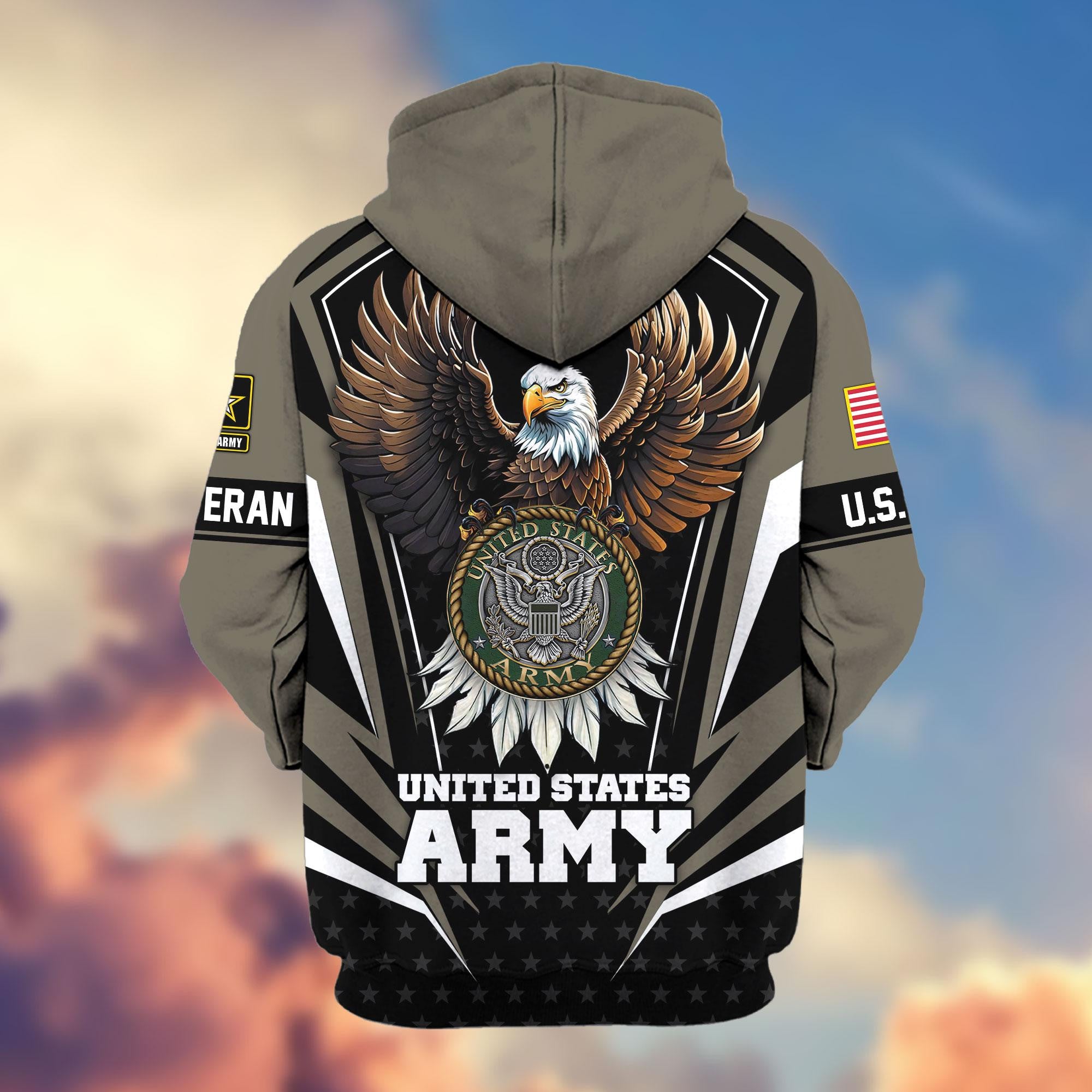 Premium US Veterans Zip Hoodie, Gifts For US Veterans, Gifts For Veterans Day