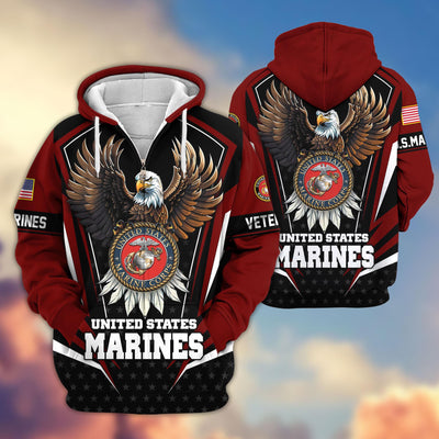 Premium US Veterans Zip Hoodie, Gifts For US Veterans, Gifts For Veterans Day