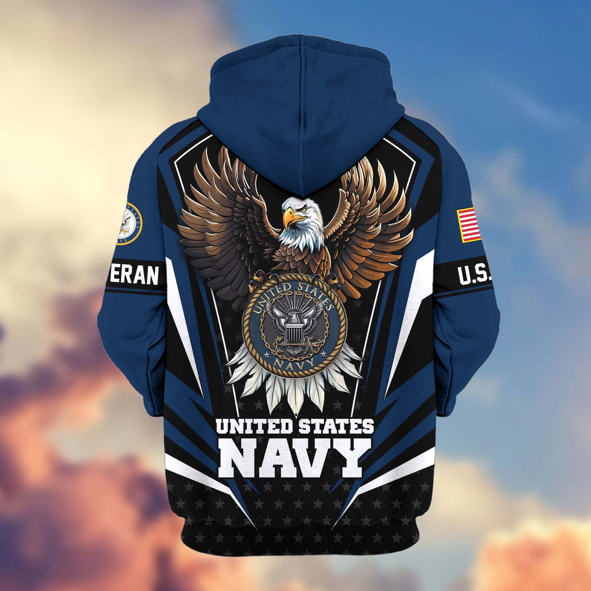 Premium US Veterans Zip Hoodie, Gifts For US Veterans, Gifts For Veterans Day