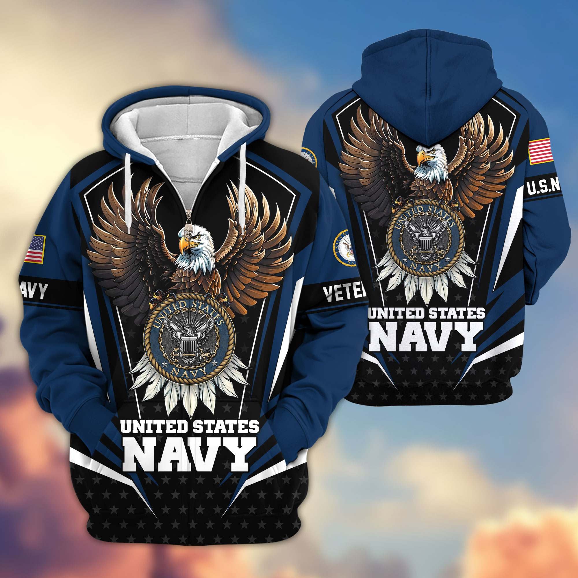 Premium US Veterans Zip Hoodie, Gifts For US Veterans, Gifts For Veterans Day