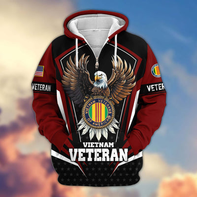 Premium US Veterans Zip Hoodie, Gifts For US Veterans, Gifts For Veterans Day