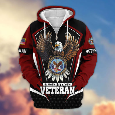 Premium US Veterans Zip Hoodie, Gifts For US Veterans, Gifts For Veterans Day