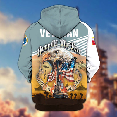 Premium US Veterans Zip Hoodie, Home Of The Free Because Of The Brave, Gifts For US Veterans