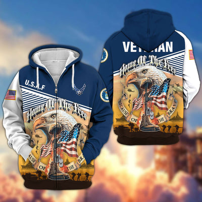 Premium US Veterans Zip Hoodie, Home Of The Free Because Of The Brave, Gifts For US Veterans