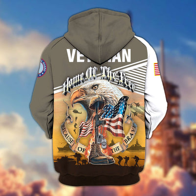 Premium US Veterans Zip Hoodie, Home Of The Free Because Of The Brave, Gifts For US Veterans