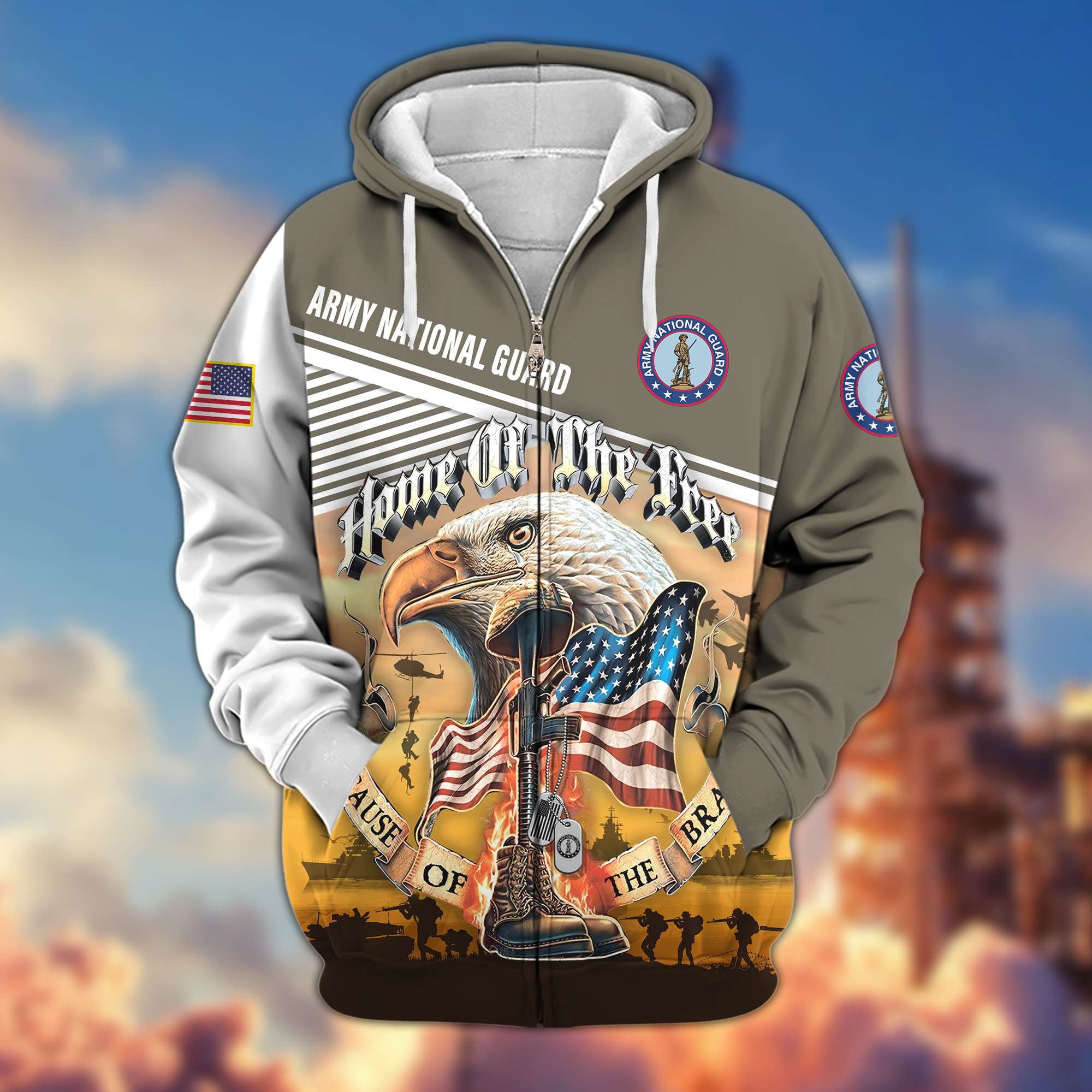 Premium US Veterans Zip Hoodie, Home Of The Free Because Of The Brave, Gifts For US Veterans