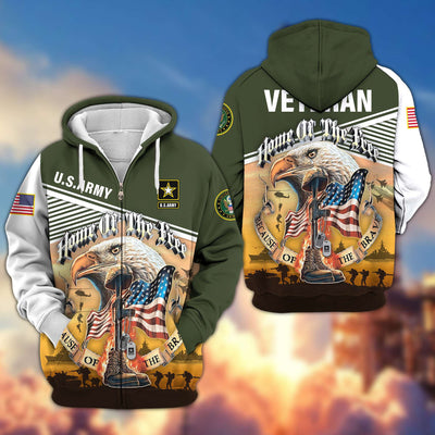 Premium US Veterans Zip Hoodie, Home Of The Free Because Of The Brave, Gifts For US Veterans