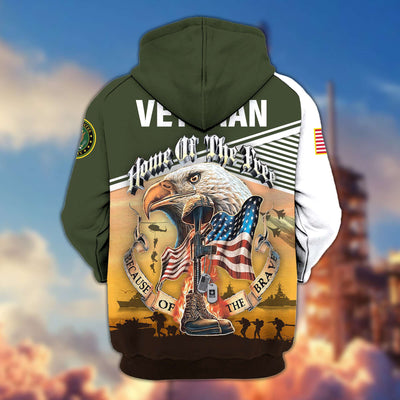 Premium US Veterans Zip Hoodie, Home Of The Free Because Of The Brave, Gifts For US Veterans