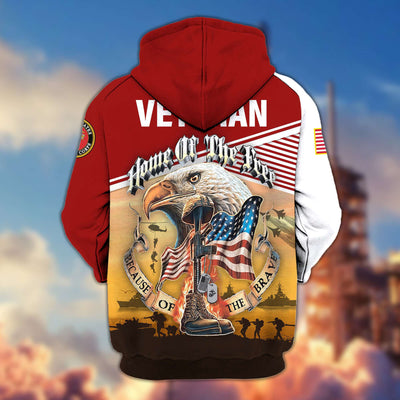 Premium US Veterans Zip Hoodie, Home Of The Free Because Of The Brave, Gifts For US Veterans