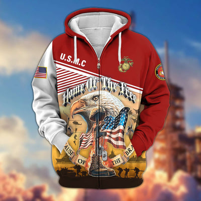 Premium US Veterans Zip Hoodie, Home Of The Free Because Of The Brave, Gifts For US Veterans