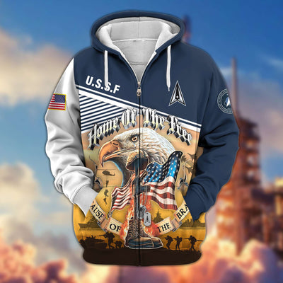 Premium US Veterans Zip Hoodie, Home Of The Free Because Of The Brave, Gifts For US Veterans