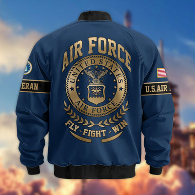 Premium Proudly Served US Veterans Bomber Jacket, Gifts For US Veterans, Gifts For Veterans Day
