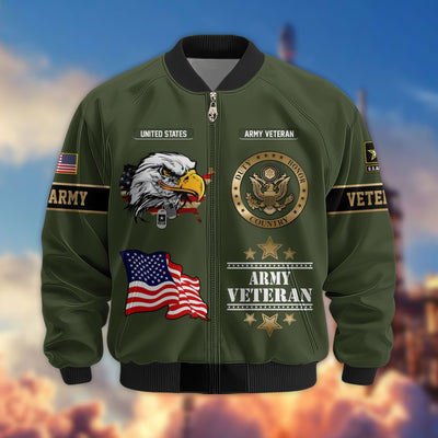 Premium Proudly Served US Veterans Bomber Jacket, Gifts For US Veterans, Gifts For Veterans Day