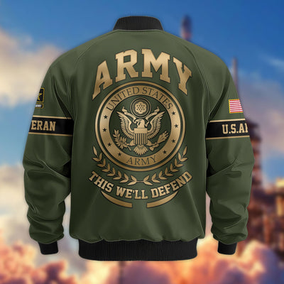 Premium Proudly Served US Veterans Bomber Jacket, Gifts For US Veterans, Gifts For Veterans Day