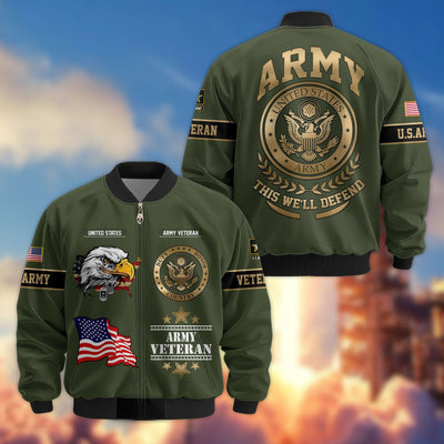 Premium Proudly Served US Veterans Bomber Jacket, Gifts For US Veterans, Gifts For Veterans Day
