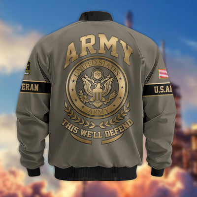 Premium Proudly Served US Veterans Bomber Jacket, Gifts For US Veterans, Gifts For Veterans Day