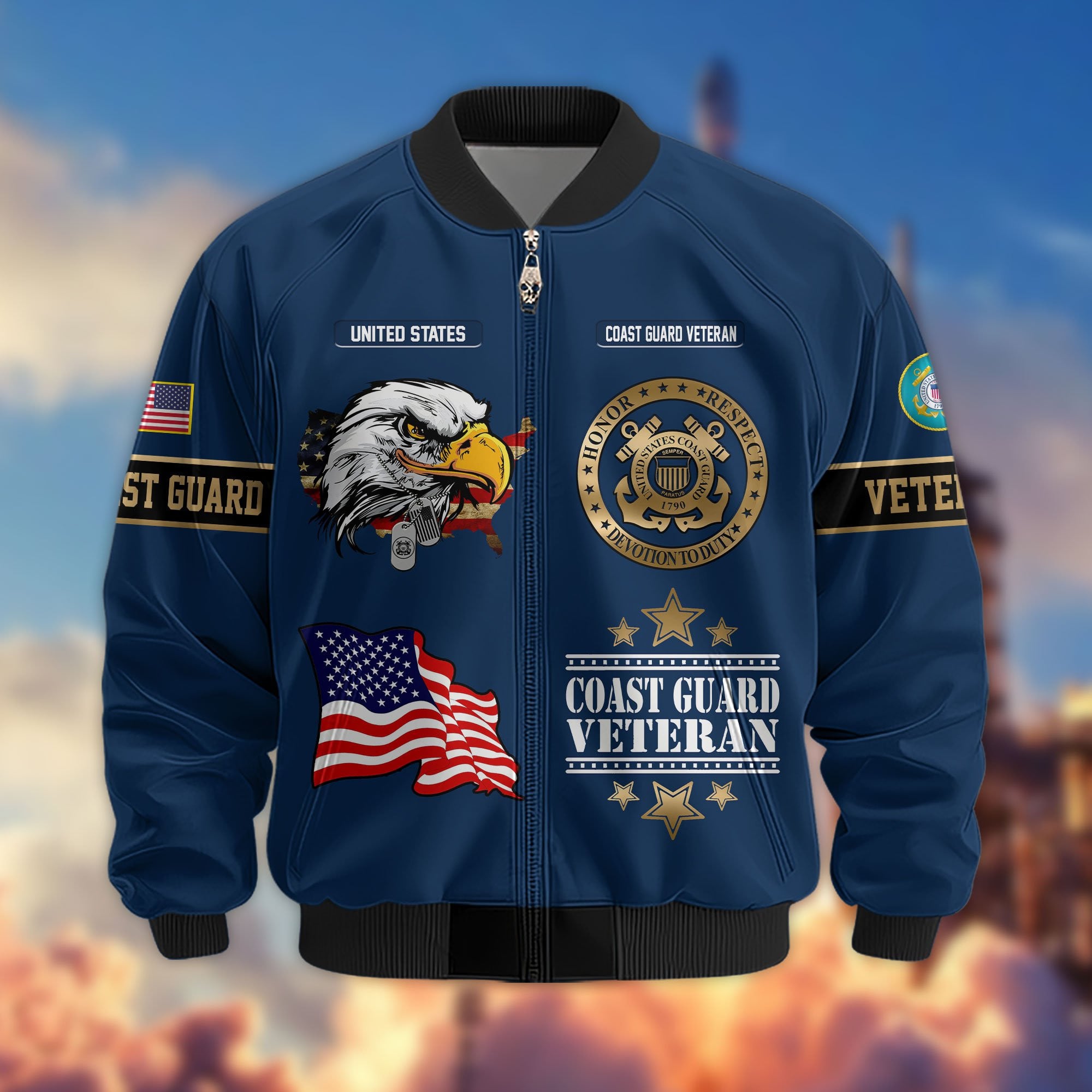 Premium Proudly Served US Veterans Bomber Jacket, Gifts For US Veterans, Gifts For Veterans Day