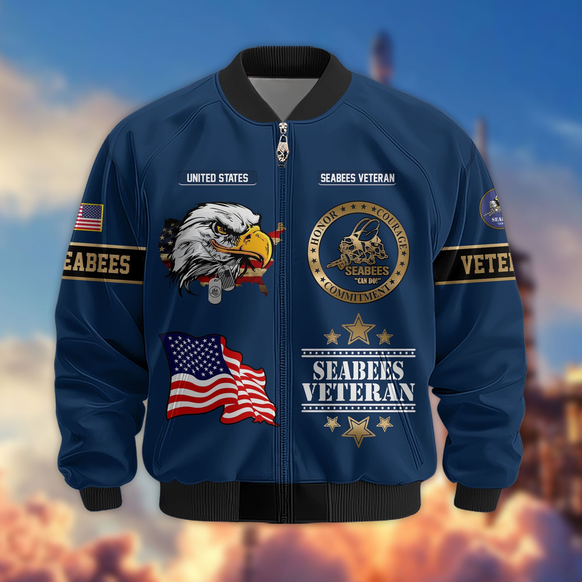 Premium Proudly Served US Veterans Bomber Jacket, Gifts For US Veterans, Gifts For Veterans Day