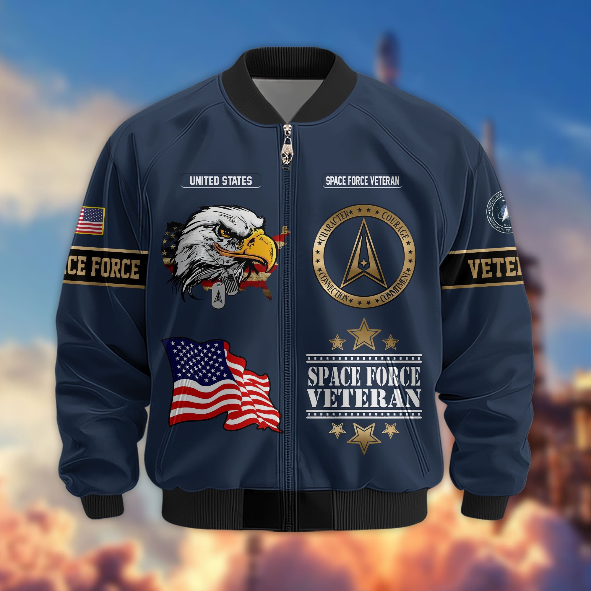 Premium Proudly Served US Veterans Bomber Jacket, Gifts For US Veterans, Gifts For Veterans Day