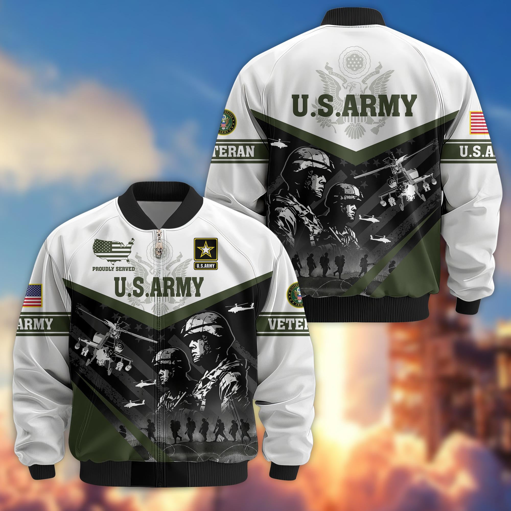 Premium US Veterans Bomber Jacket, Gifts For US Veterans, Gifts For Veterans Day