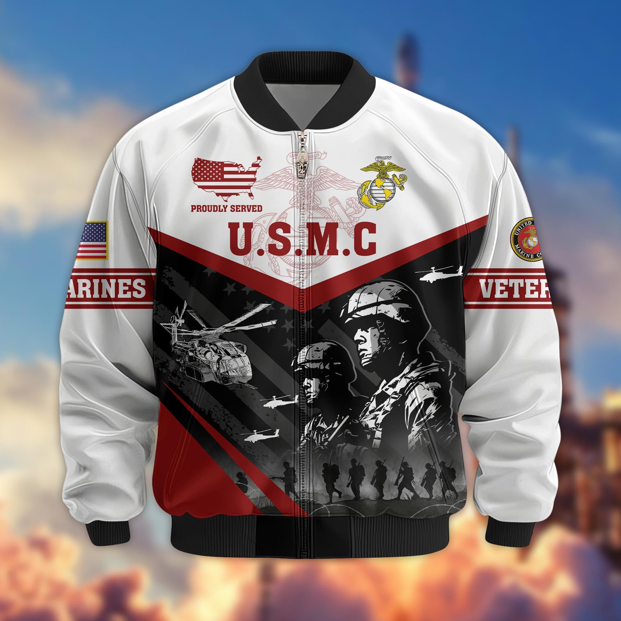 Premium US Veterans Bomber Jacket, Gifts For US Veterans, Gifts For Veterans Day
