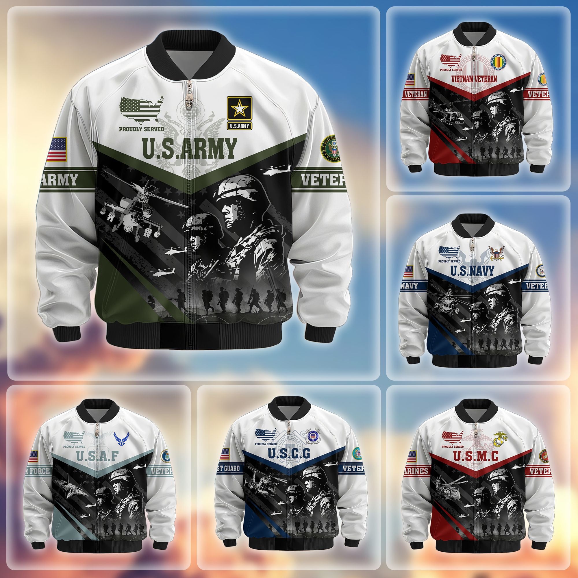 Premium US Veterans Bomber Jacket, Gifts For US Veterans, Gifts For Veterans Day