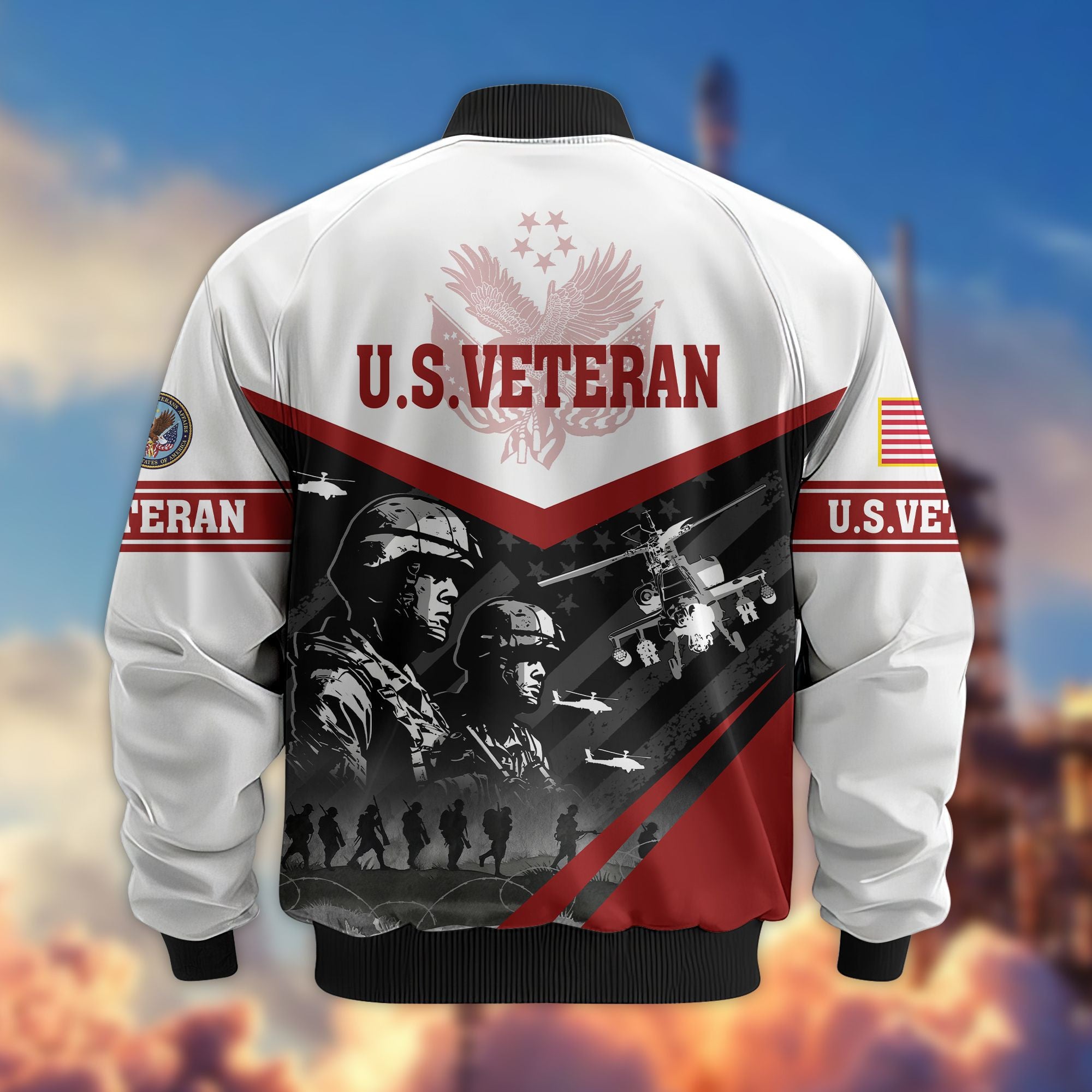 Premium US Veterans Bomber Jacket, Gifts For US Veterans, Gifts For Veterans Day