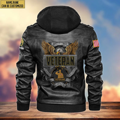 Premium US Veterans Leather Jacket, Custom Name, Rank, Gifts For US Veterans