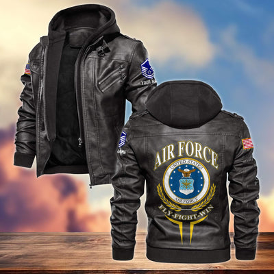 Premium USAF Leather Jacket, Custom Name, Rank, Gifts For Air Force Veteran