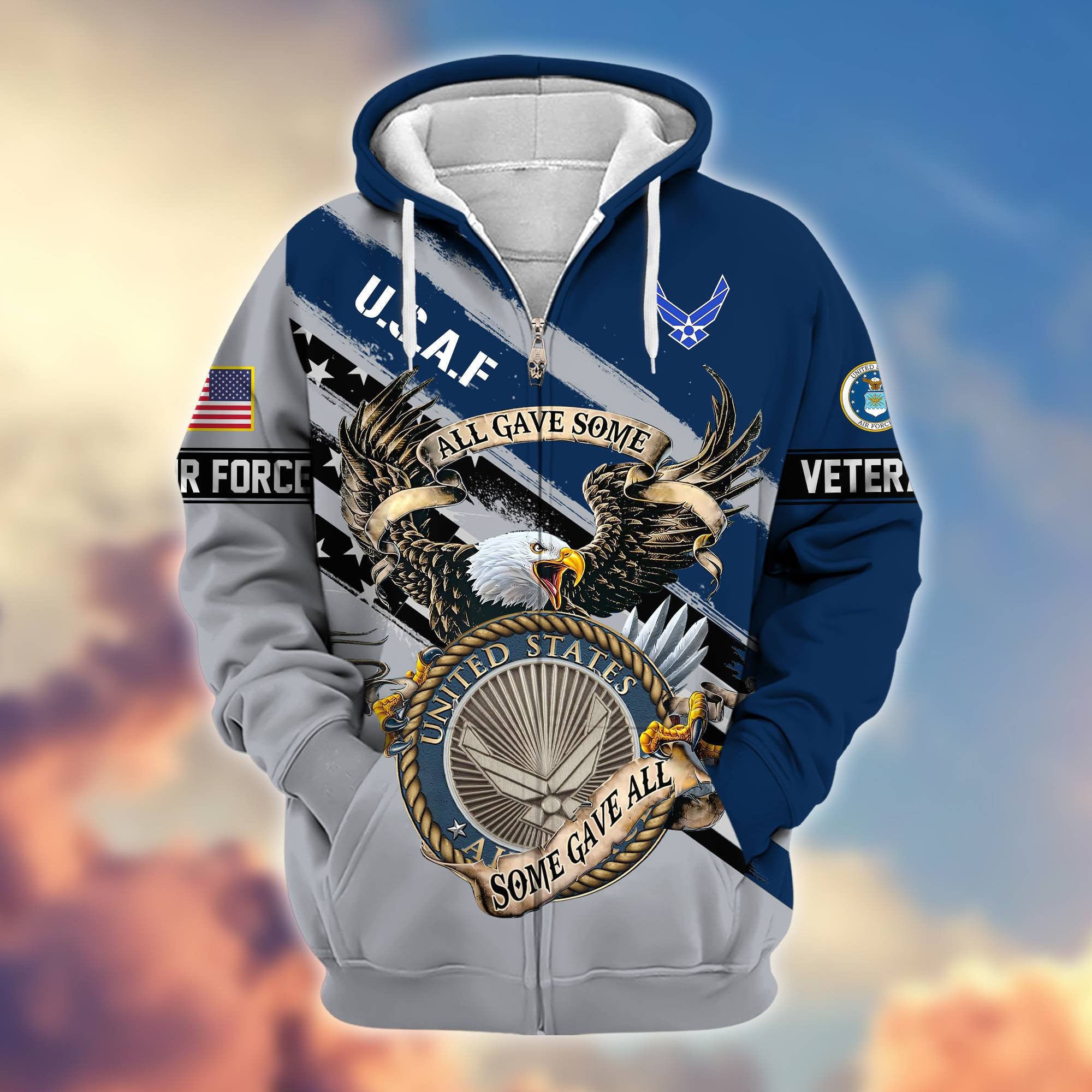 Premium All Gave Some Some Gave All US Veterans Zip Hoodie, Gifts For US Veterans, Gifts For Veterans Day