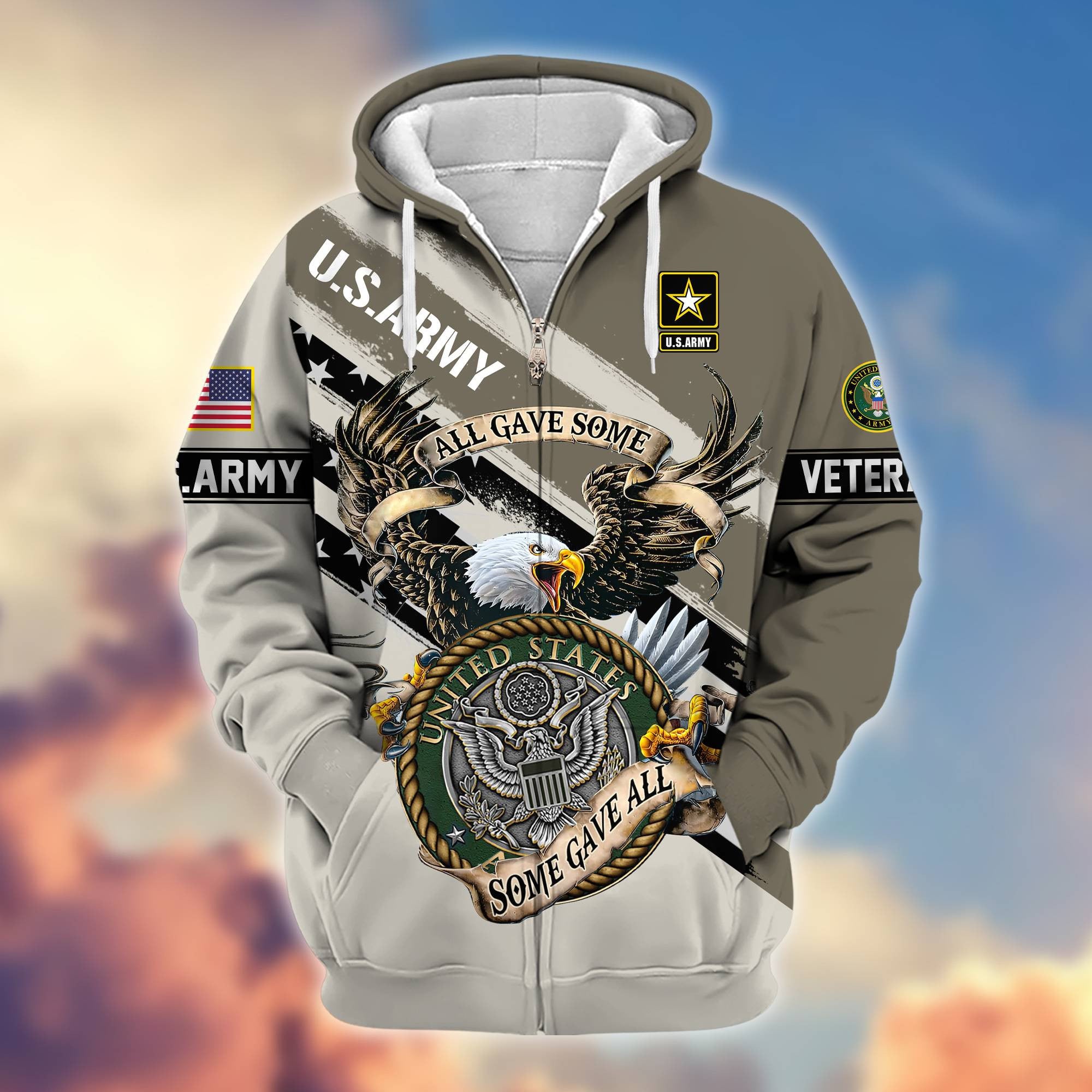 Premium All Gave Some Some Gave All US Veterans Zip Hoodie, Gifts For US Veterans, Gifts For Veterans Day