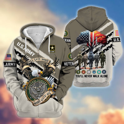 Premium All Gave Some Some Gave All US Veterans Zip Hoodie, Gifts For US Veterans, Gifts For Veterans Day