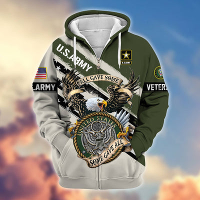 Premium All Gave Some Some Gave All US Veterans Zip Hoodie, Gifts For US Veterans, Gifts For Veterans Day