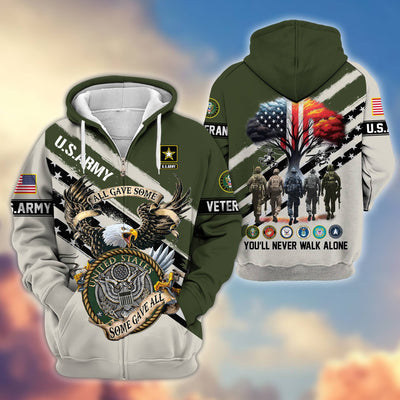 Premium All Gave Some Some Gave All US Veterans Zip Hoodie, Gifts For US Veterans, Gifts For Veterans Day