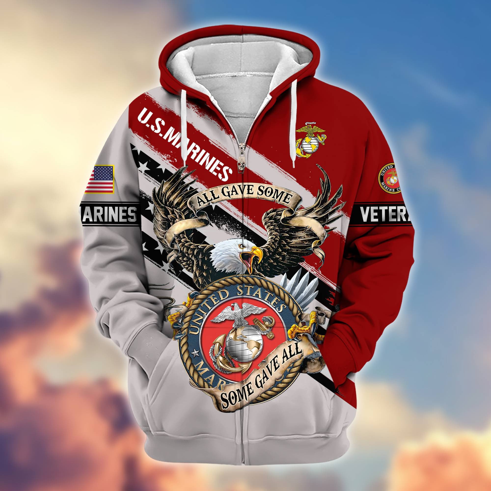 Premium All Gave Some Some Gave All US Veterans Zip Hoodie, Gifts For US Veterans, Gifts For Veterans Day
