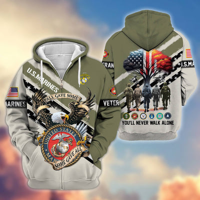 Premium All Gave Some Some Gave All US Veterans Zip Hoodie, Gifts For US Veterans, Gifts For Veterans Day