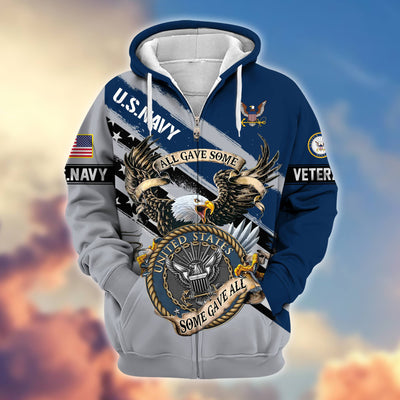 Premium All Gave Some Some Gave All US Veterans Zip Hoodie, Gifts For US Veterans, Gifts For Veterans Day