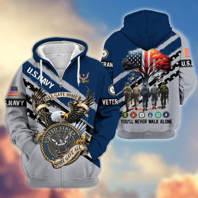 Premium All Gave Some Some Gave All US Veterans Zip Hoodie, Gifts For US Veterans, Gifts For Veterans Day