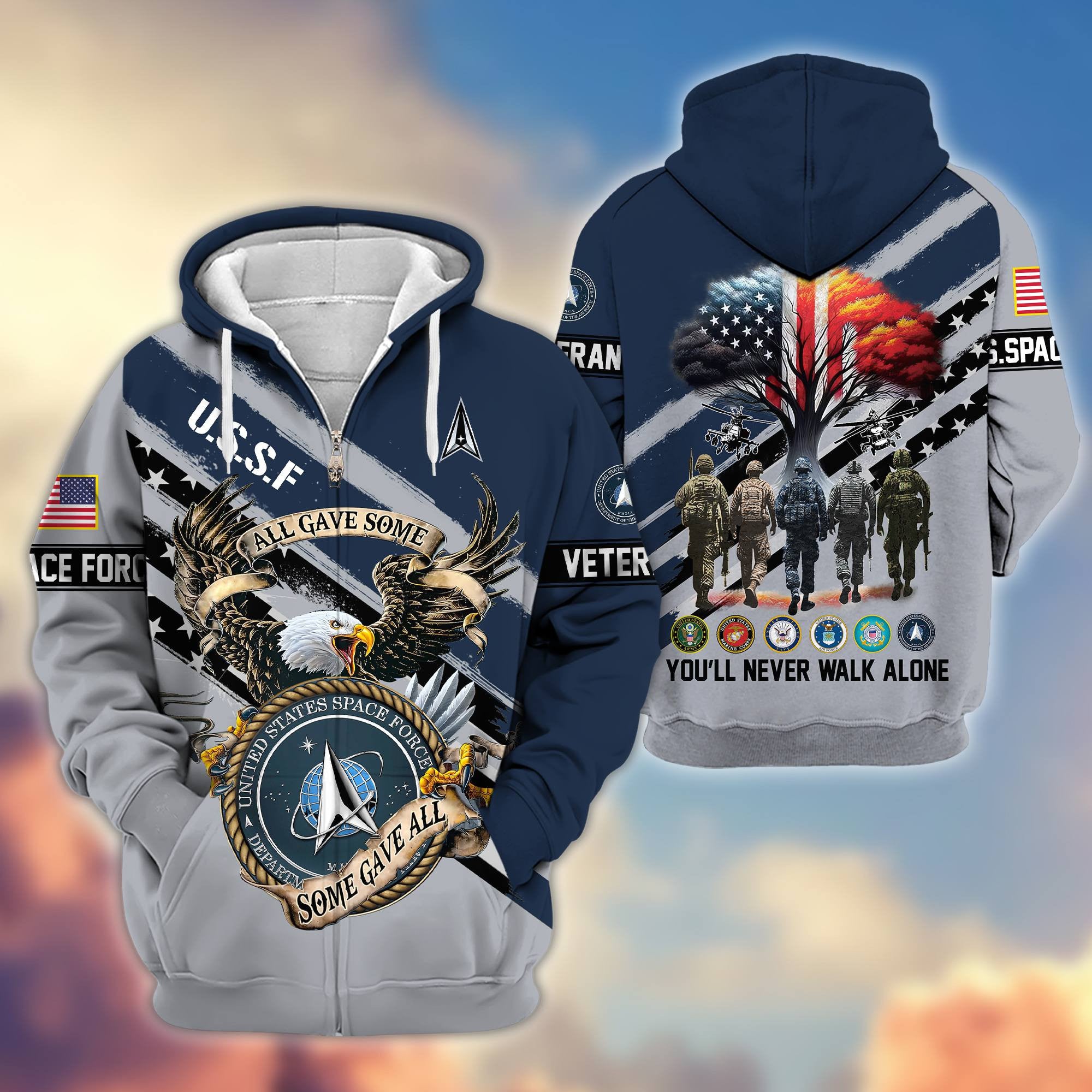 Premium All Gave Some Some Gave All US Veterans Zip Hoodie, Gifts For US Veterans, Gifts For Veterans Day