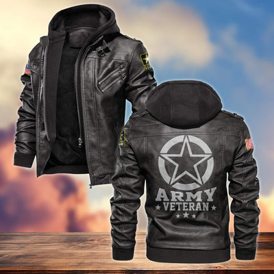 Premium US Veterans Leather Jacket, Gifts For US Veterans