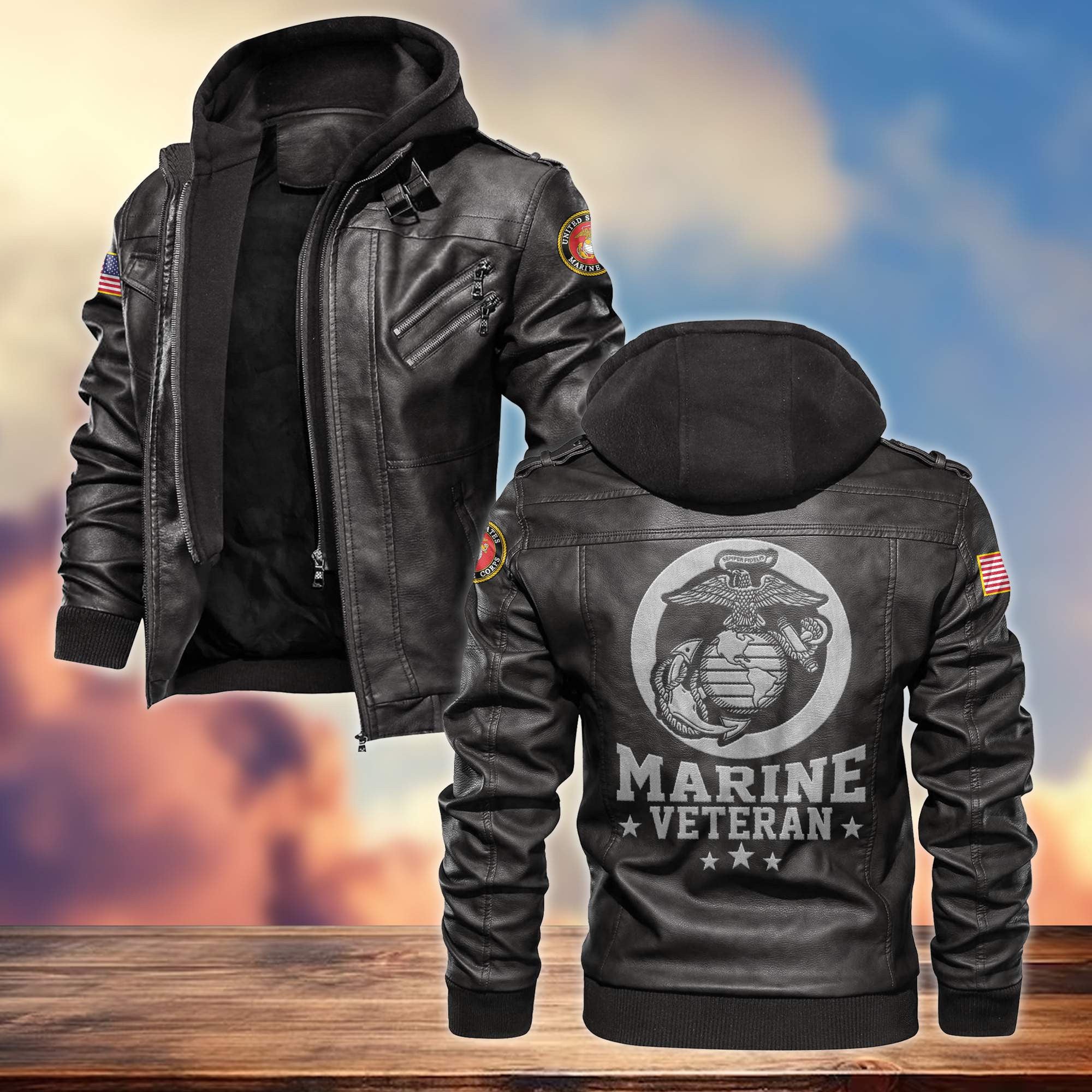 Premium US Veterans Leather Jacket, Gifts For US Veterans