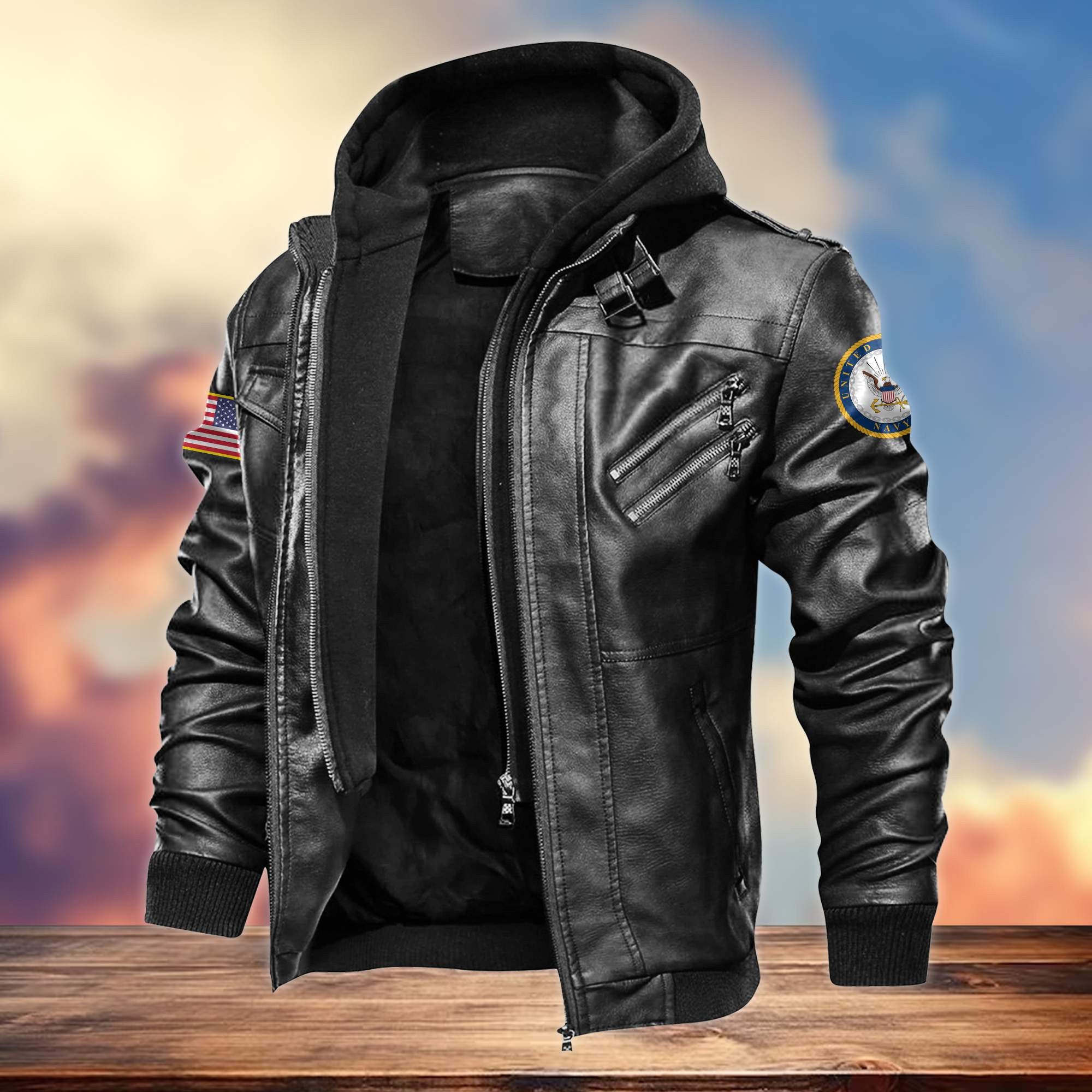 Premium US Veterans Leather Jacket, Gifts For US Veterans