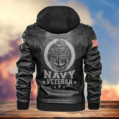 Premium US Veterans Leather Jacket, Gifts For US Veterans