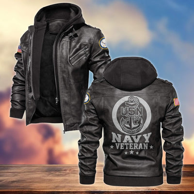 Premium US Veterans Leather Jacket, Gifts For US Veterans