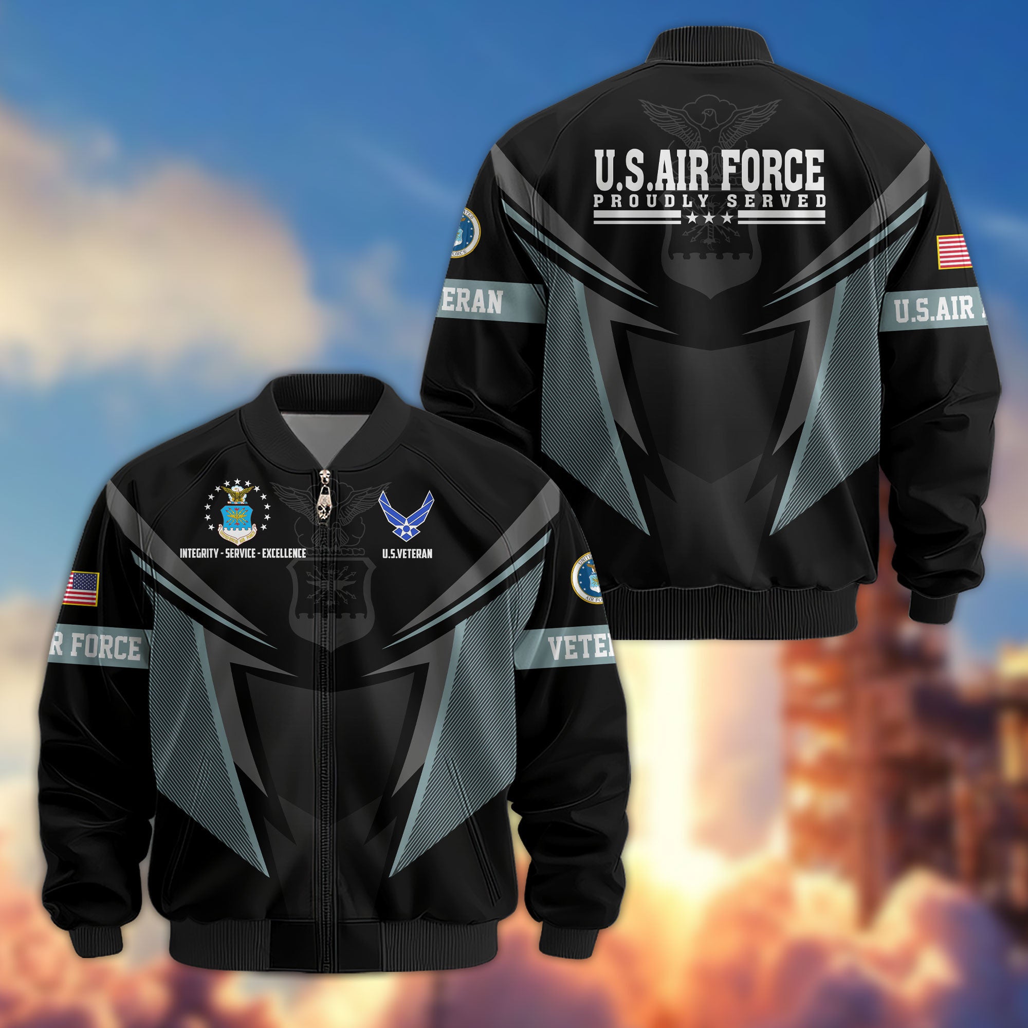 Premium US Veterans Bomber Jacket, Gifts For US Veterans, Gifts For Veterans Day