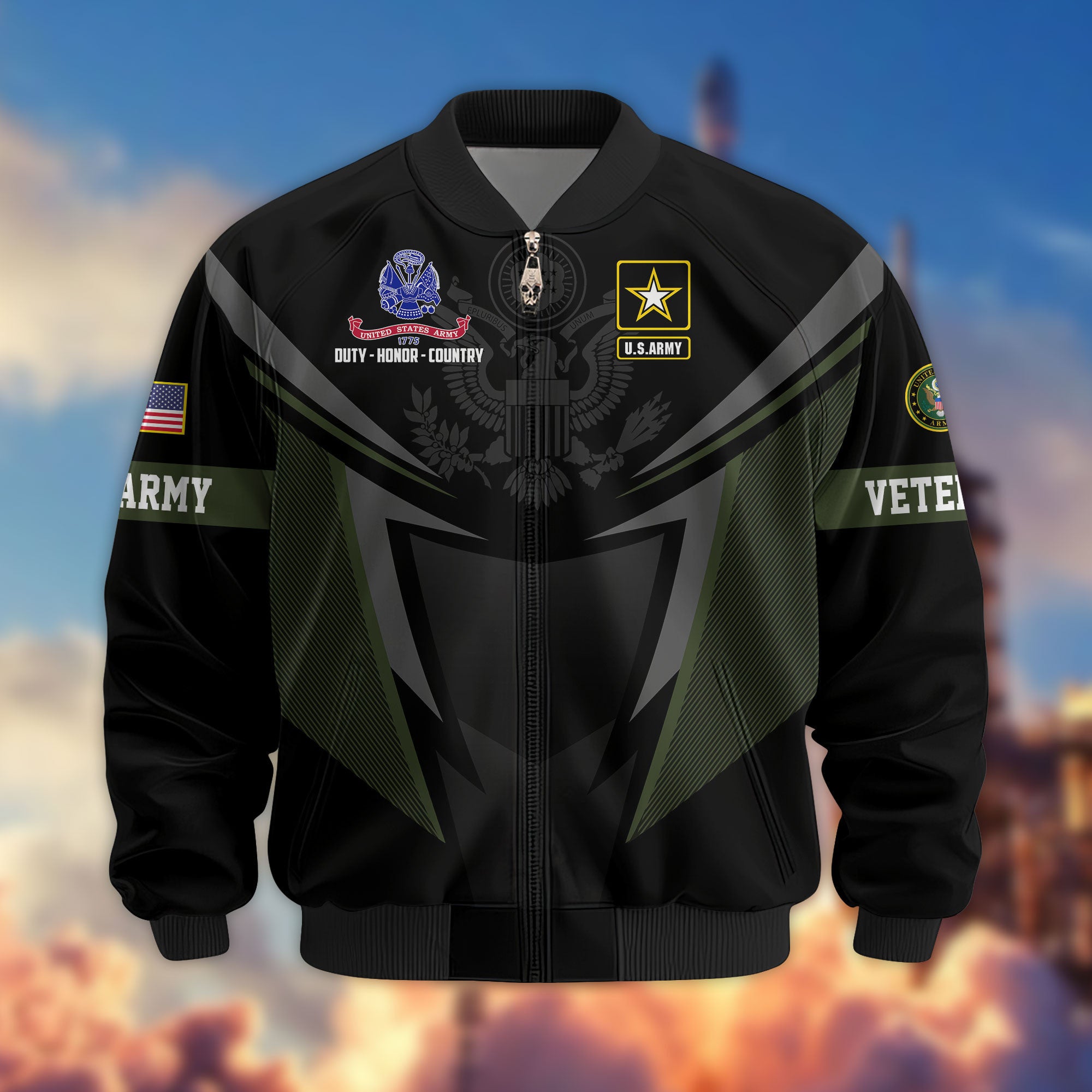 Premium US Veterans Bomber Jacket, Gifts For US Veterans, Gifts For Veterans Day